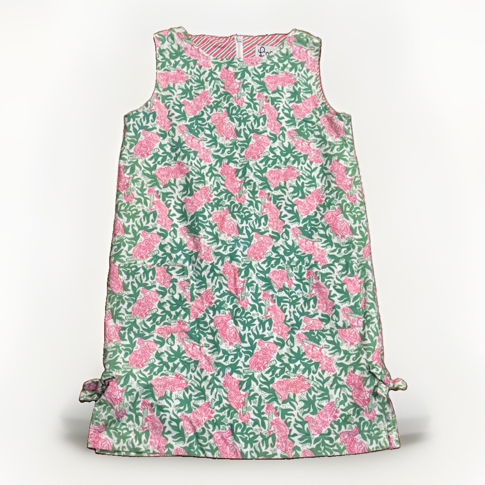 Vintage Lilly Pulitzer Parrot Cockatiel Dress Size 2 Jungle Midi Pink Green